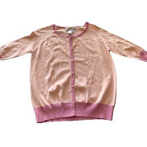Vintage Joseph A. Silk blend Pink Shimmer Sleeve Cardigan Button Women’s Sz M